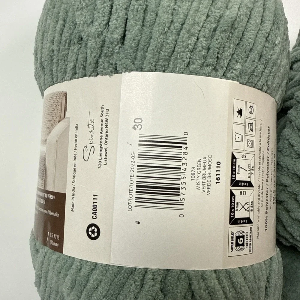 Bernat Blanket #6 Super Bulky Polyester Yarn Misty Green Lot Of 2 Yarnspirations